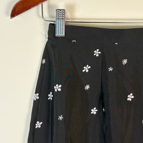 Black Floral Maxi Skirt Vintage Rikki J New York Size Medium Whimsygoth - Picture 4 of 9